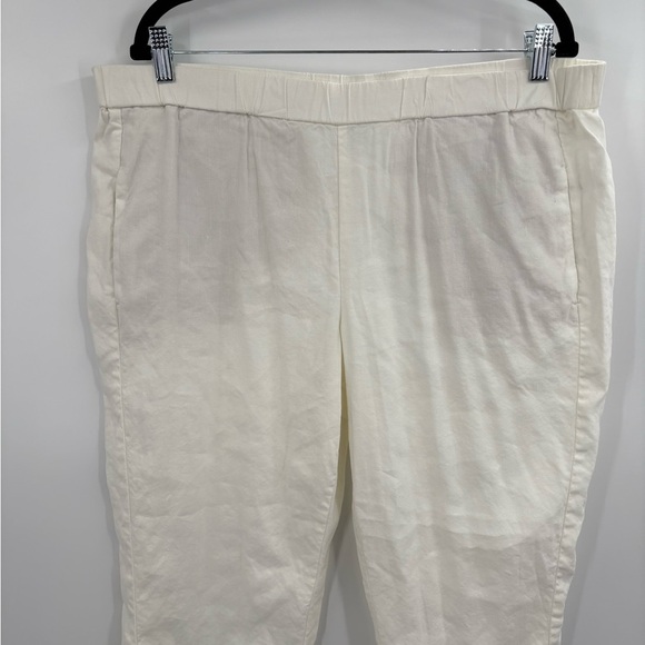 J.Jill Linen Stretch Boho White Straight Cuffed Bottom Leg Pants Large Petite LP - Picture 4 of 15